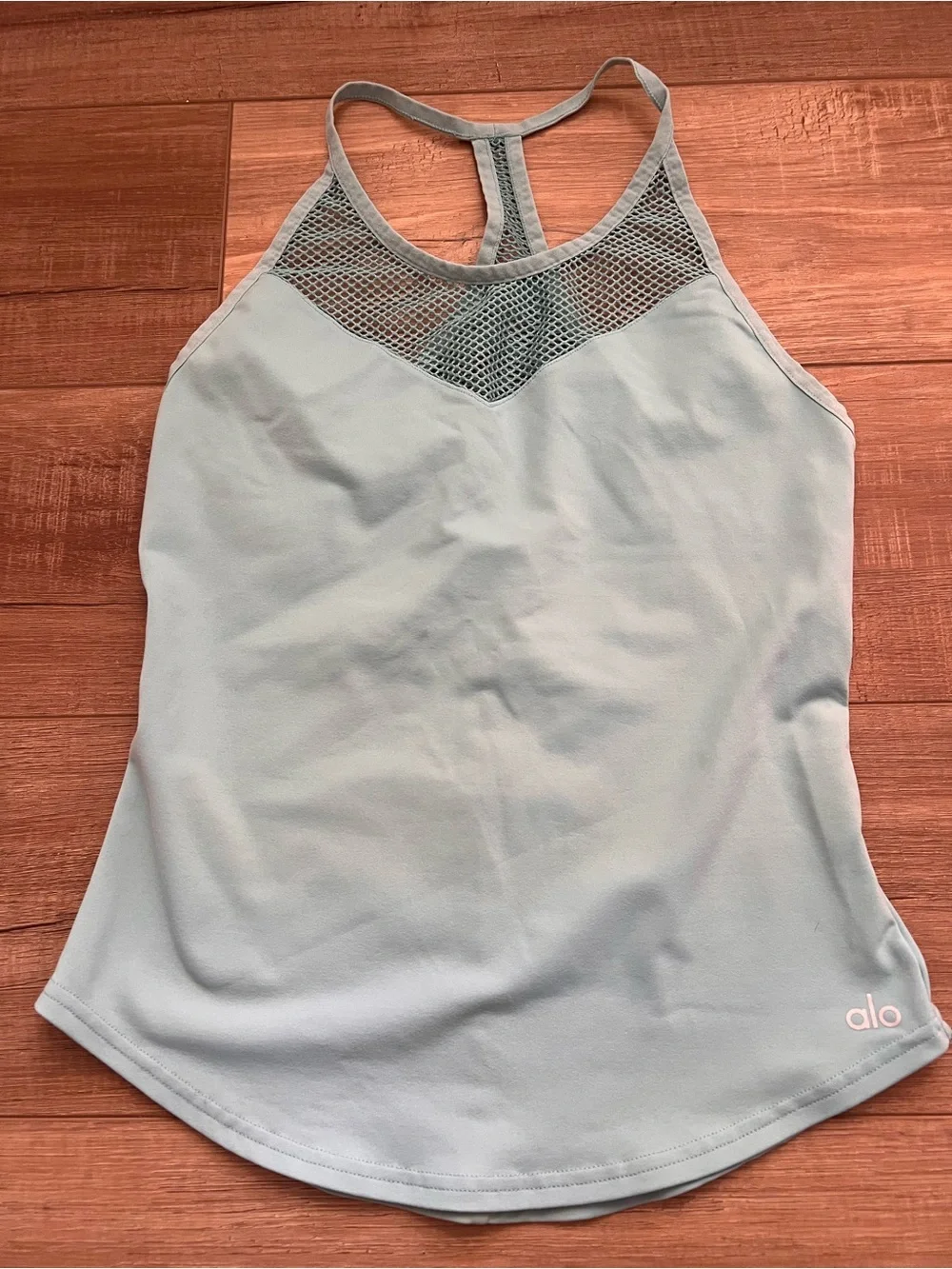 Alo Yoga Elite Tank Top Light Blue Mesh Size Small